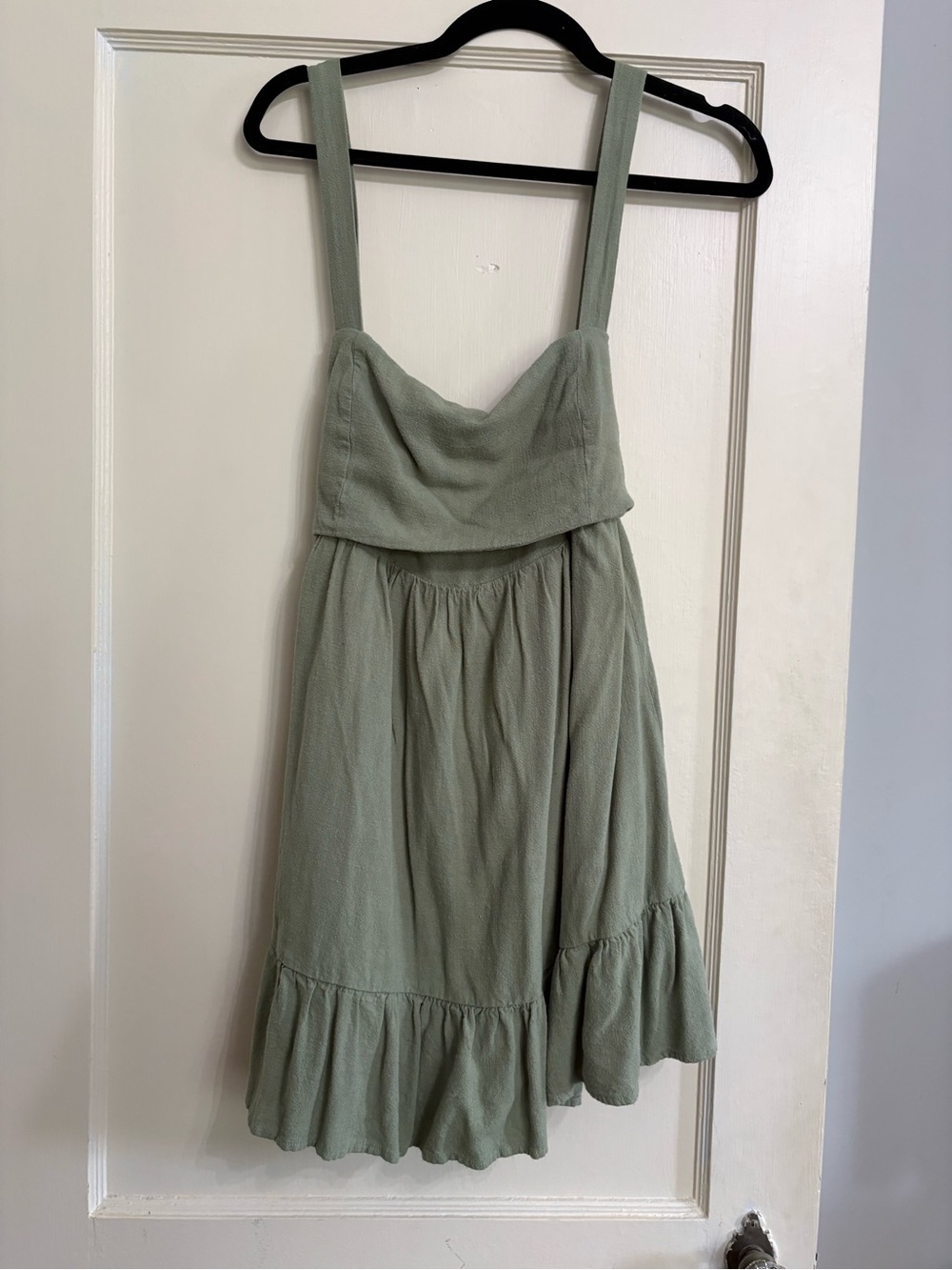 Altar'd State Sage Green Ruffle Tiered Tie Back Dress
